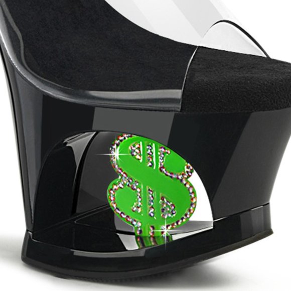 Money Sign Glow Platform Clear High Heel Shoes - Picture 6 of 6